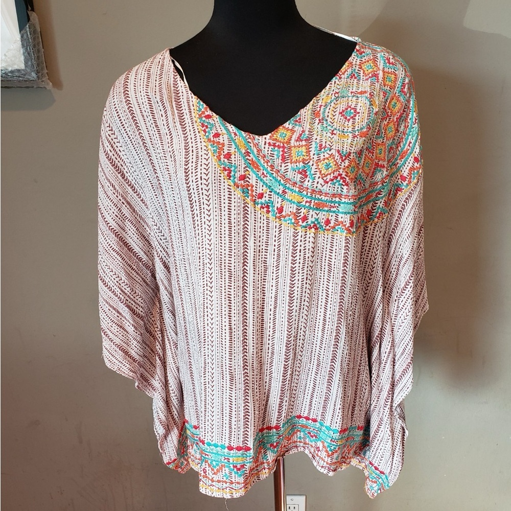 SAVANNA JANE Embroidered  Multicolor Bohemian Women Top - Picture 2 of 4